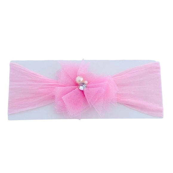 ink Ruffle Flower Baby Girl Headband Handmade Seamless Soft Infant Hair Accessor - Picture 1 of 2